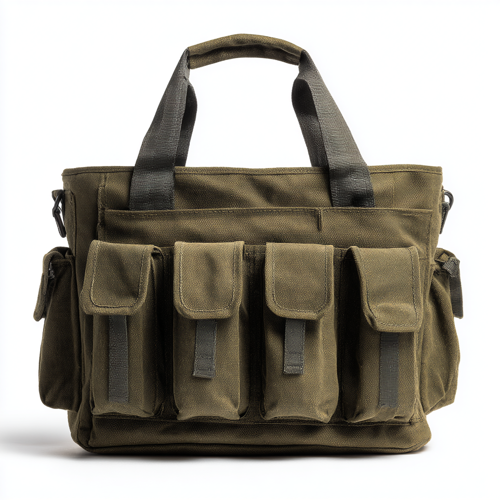 Multi-Pocket Canvas Commuter Bag with Zipper